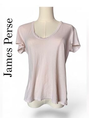 James Perse Very Light Pink Cotton Round Neck Tee Shirt Size 3 =Large